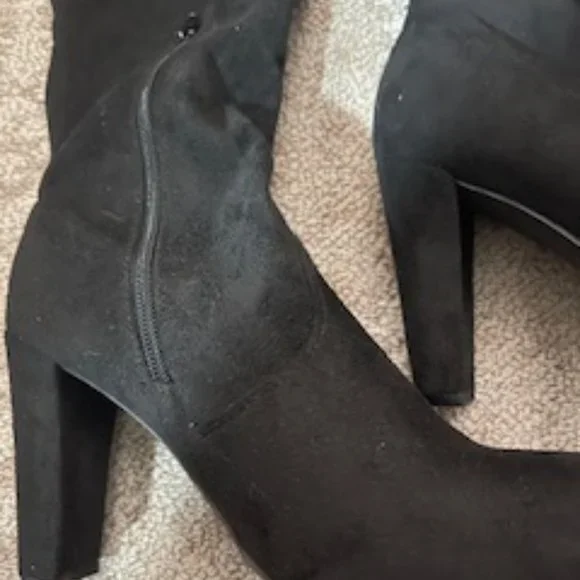 black suede high heel boots over the knee - Picture 3 of 9